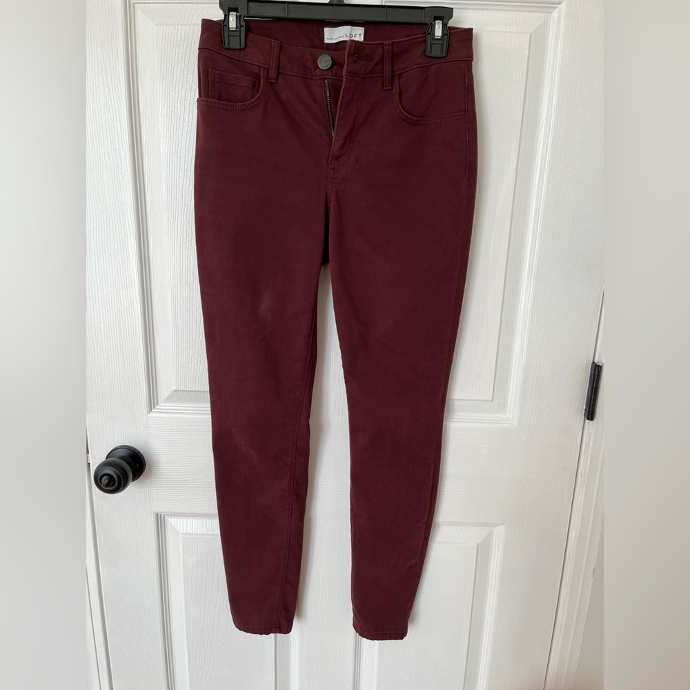 LOFT skinny pants, cranberry, size 0
